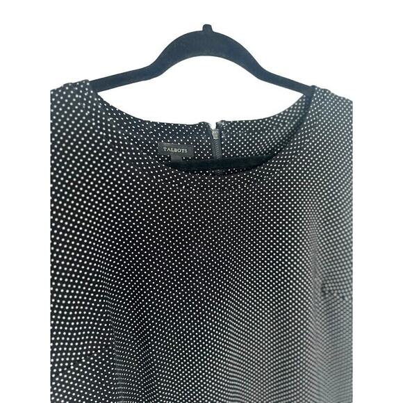 Talbots Womens Polka Dot Lace Printed Knit Blouse Top Black White Size Large - Picture 3 of 7